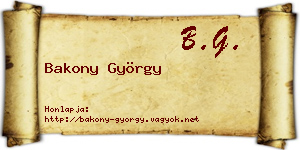 Bakony György névjegykártya