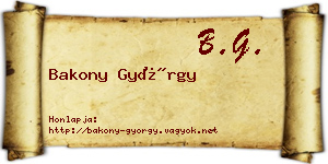 Bakony György névjegykártya